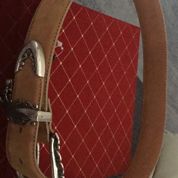 Vintage  Brighton Suede Belt SZ L silver Accents! - Picture 2 of 5